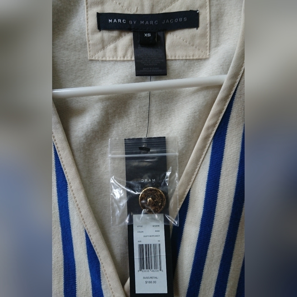 Marc by Marc Jacobs Nautical Theme Dusty White Multi Striped Blazer size XS - Picture 7 of 13